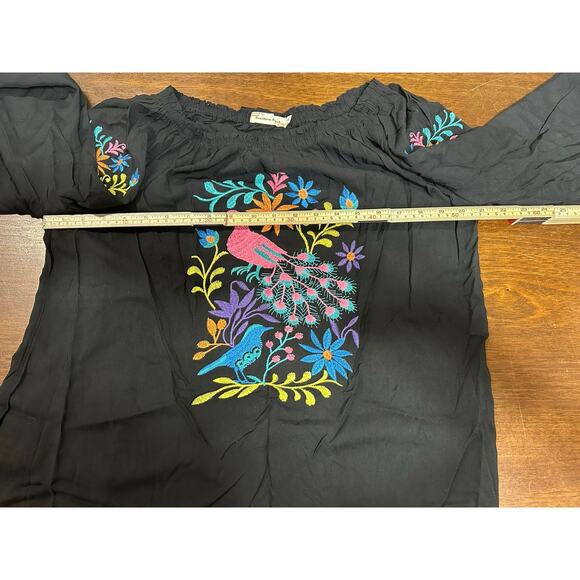 Floral Embroidered Cottage Western Boho Coquette Festival Art to Wear Large - Picture 6 of 11